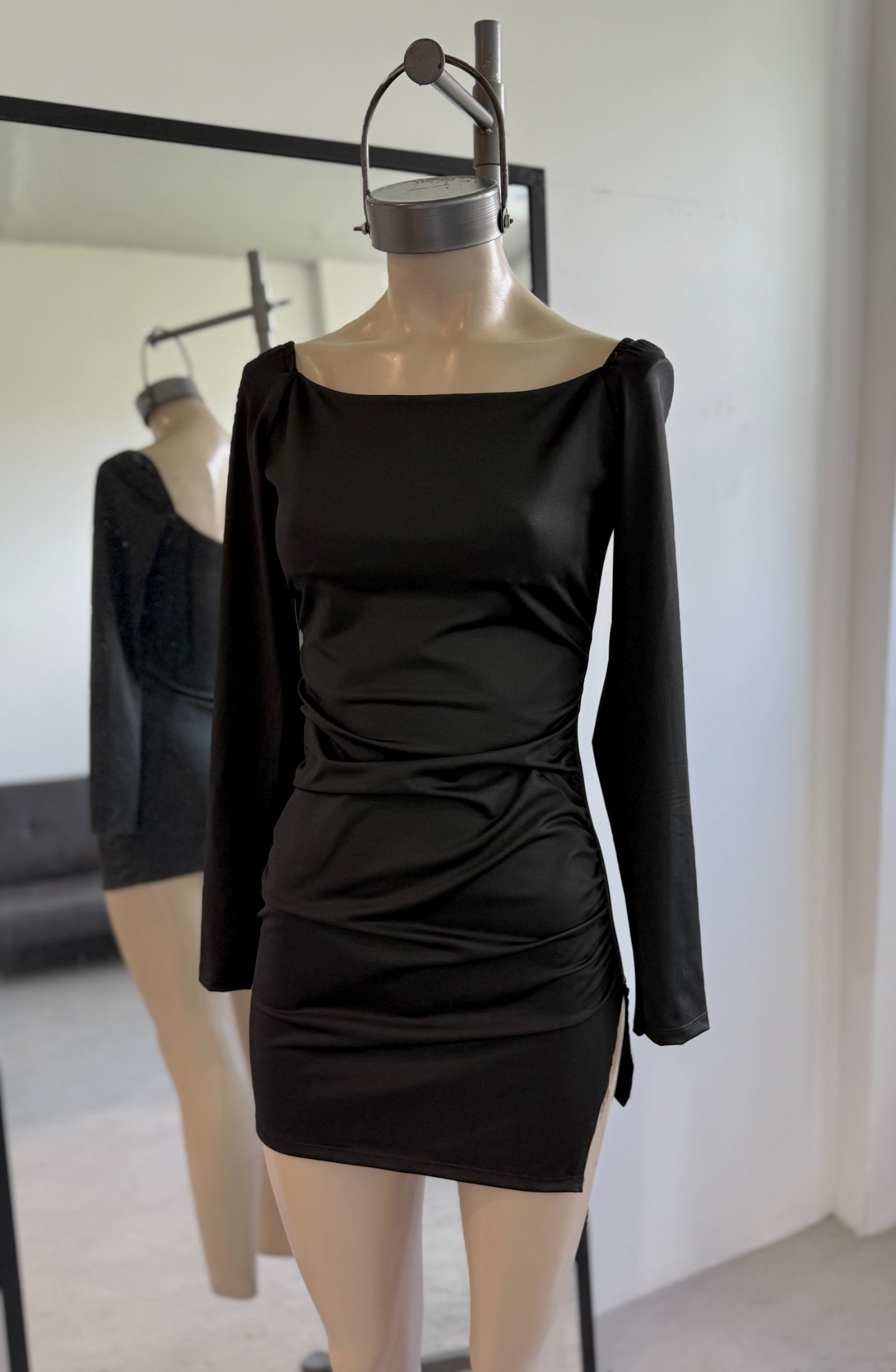 VESTIDO MICROFIBRA MANGA ELASTICO HOMBRO