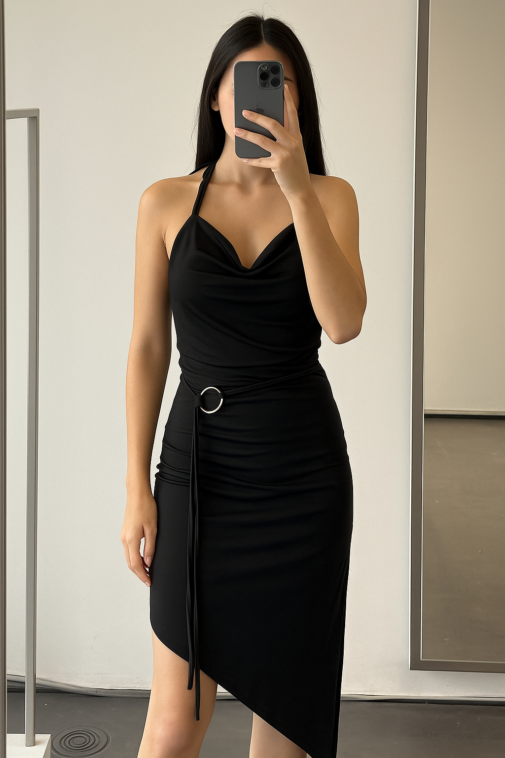VESTIDO MICROFIBRA BUCHE ARO PICO