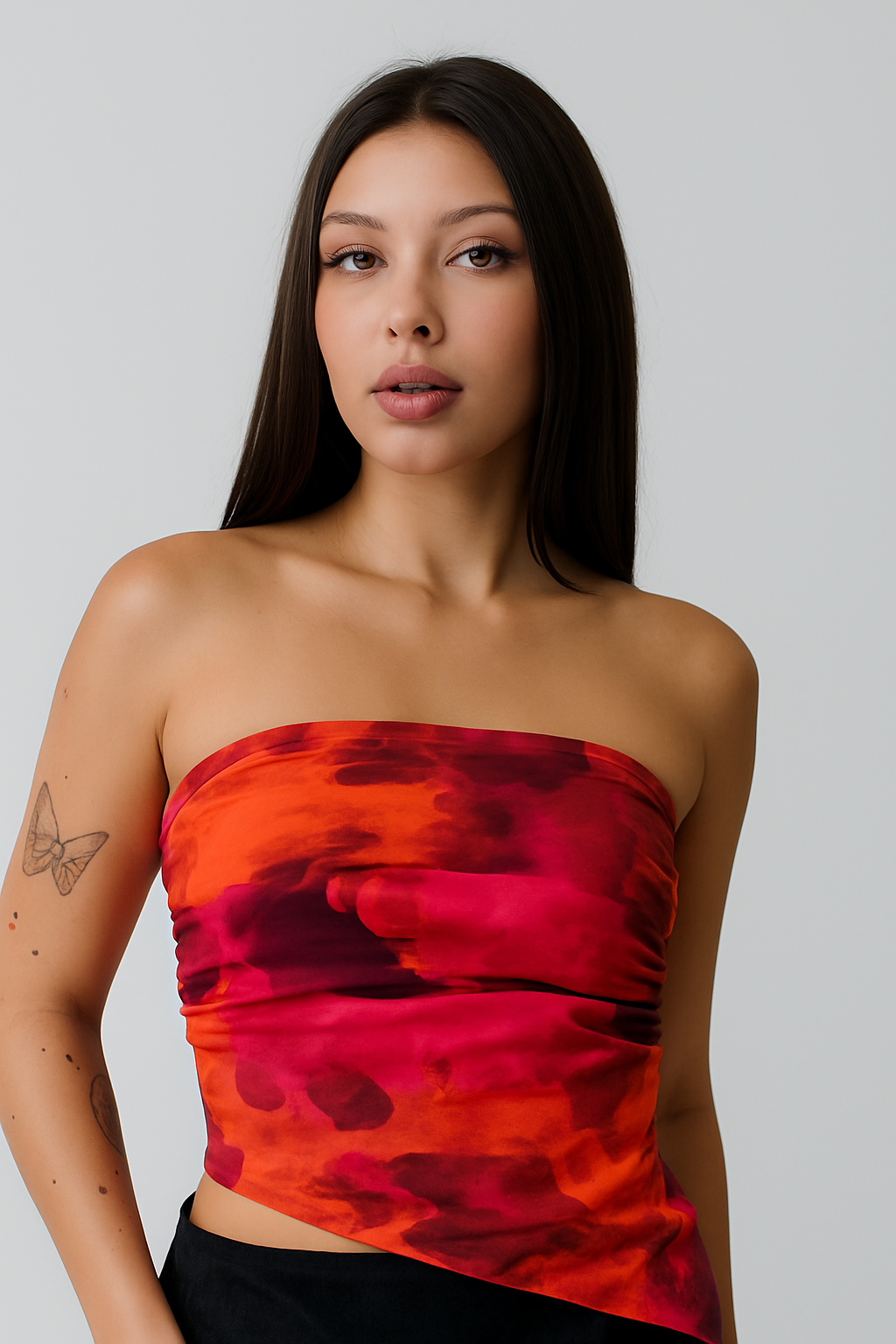 TOP MICROFIBRA ESTAMPADA STRAPLESS PICO