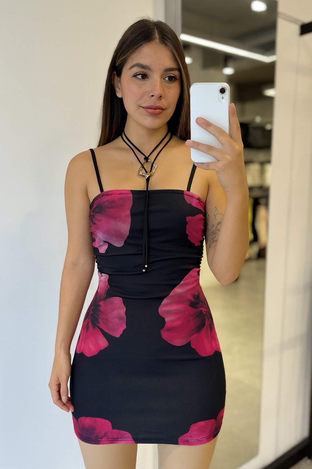 VESTIDO TUL ESTAMPADO ELASTICO COSTADO
