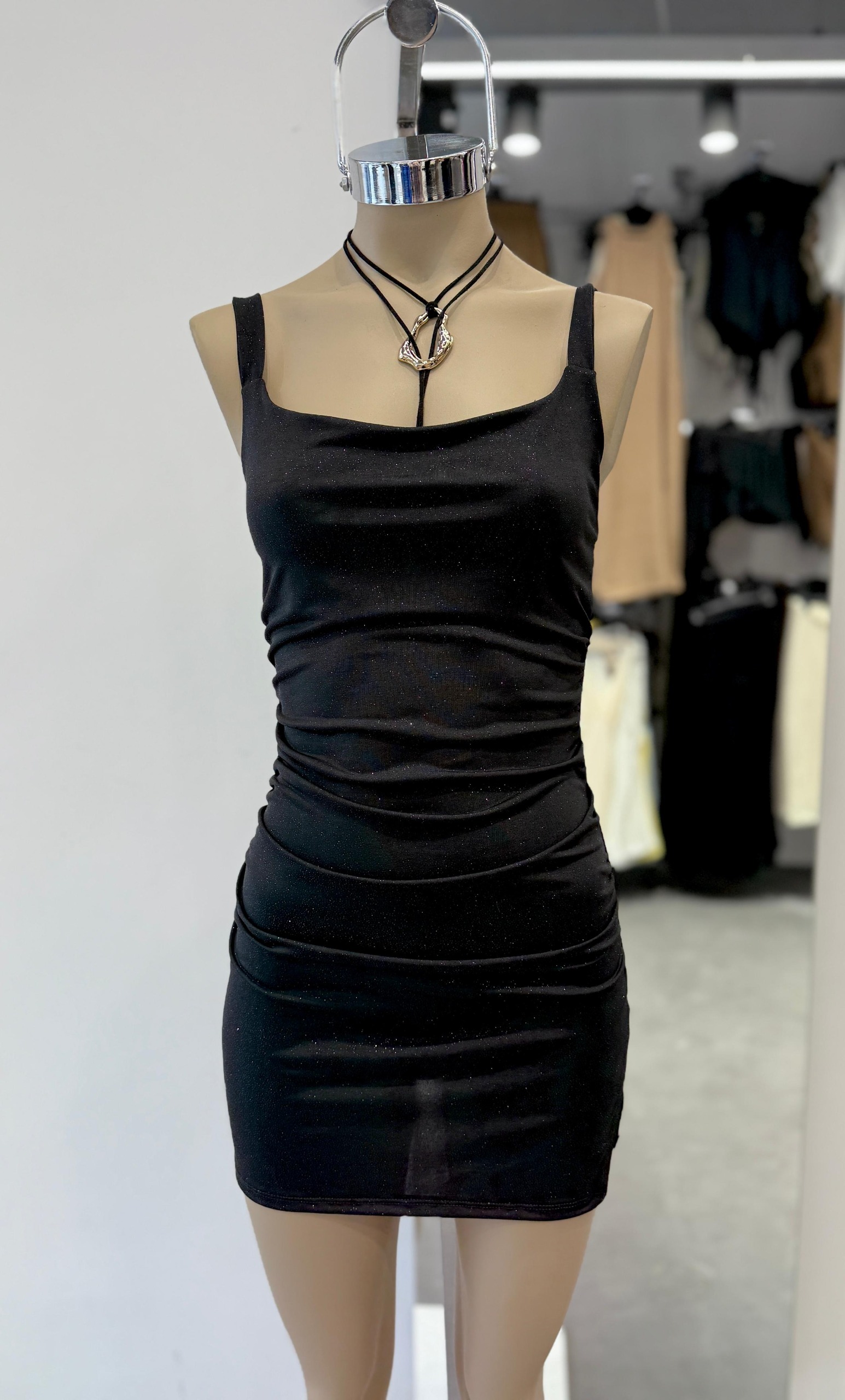 VESTIDO MICROFIBRA GLITTER BRETEL ANCHO Y TAJO