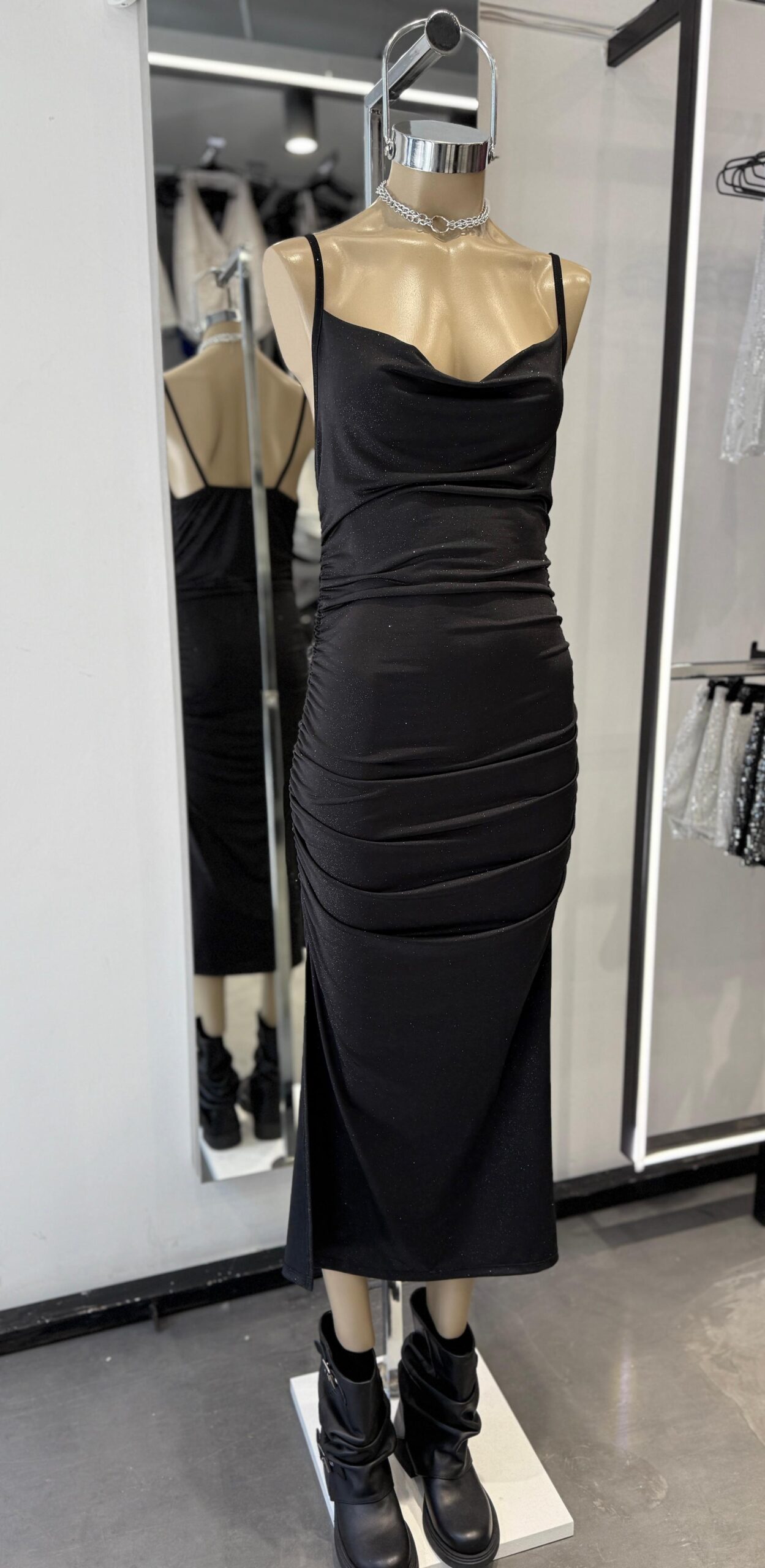 VESTIDO MICROFIBRA GLITTER LARGO BUCHE