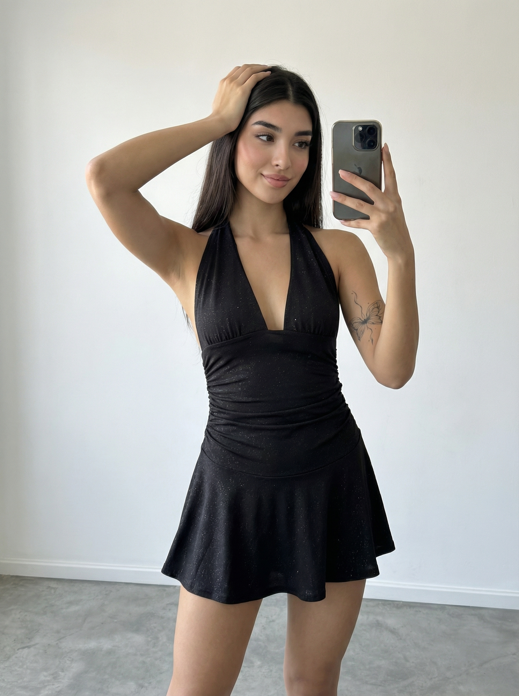 VESTIDO MICROFIBRA GLITTER MARILYN VOLADO