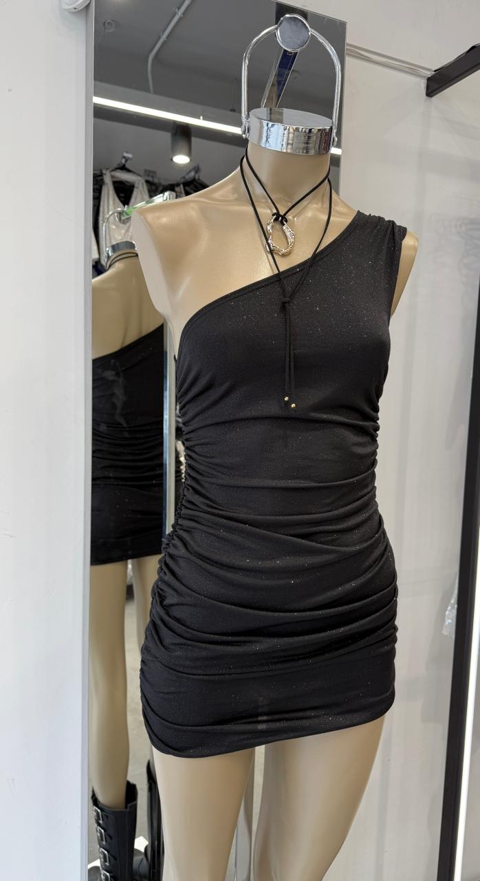 VESTIDO MICROFIBRA GLITTER IRREGULAR