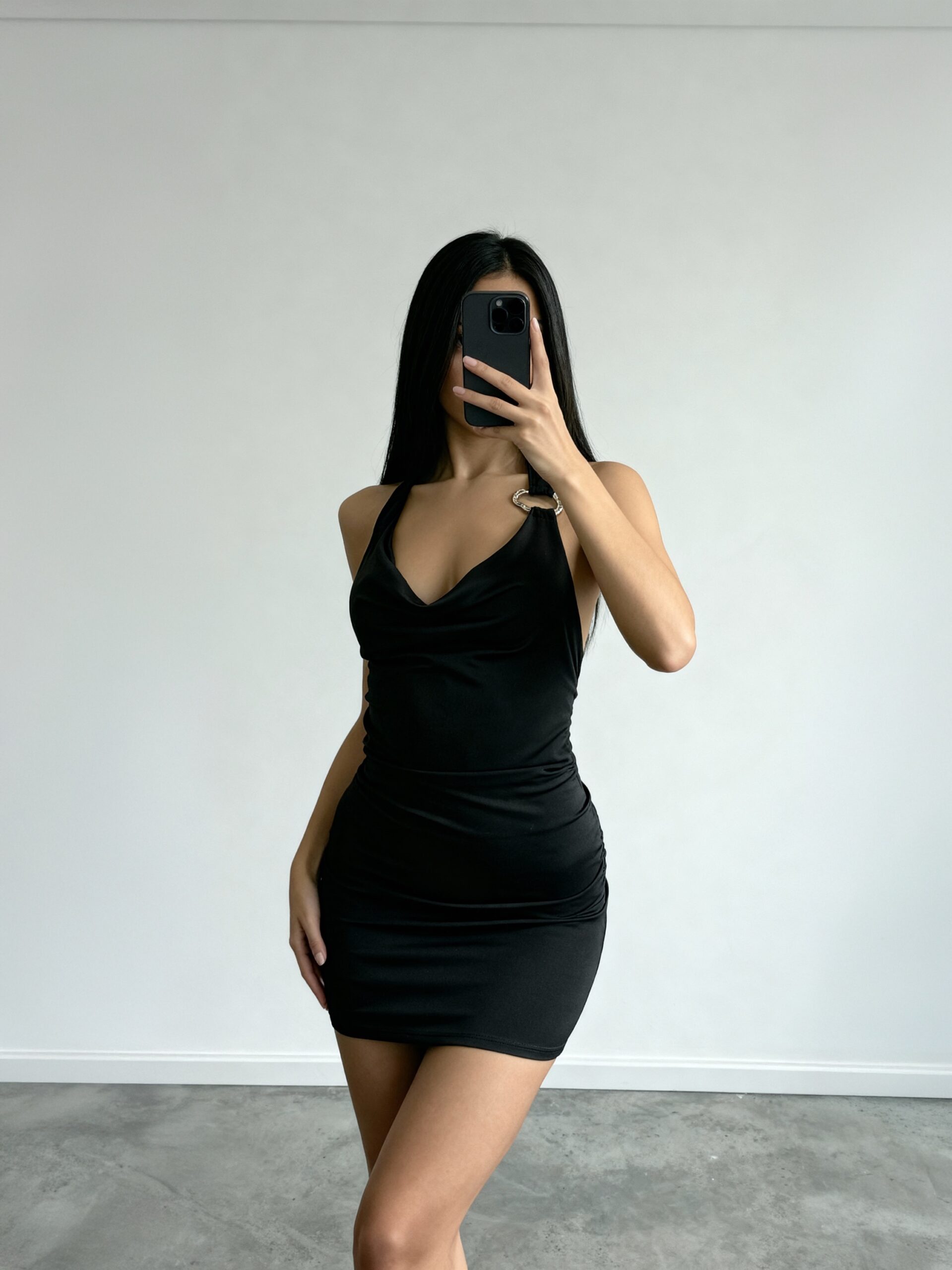 VESTIDO MICROFIBRA BUCHE HEBILLA HOMBRO