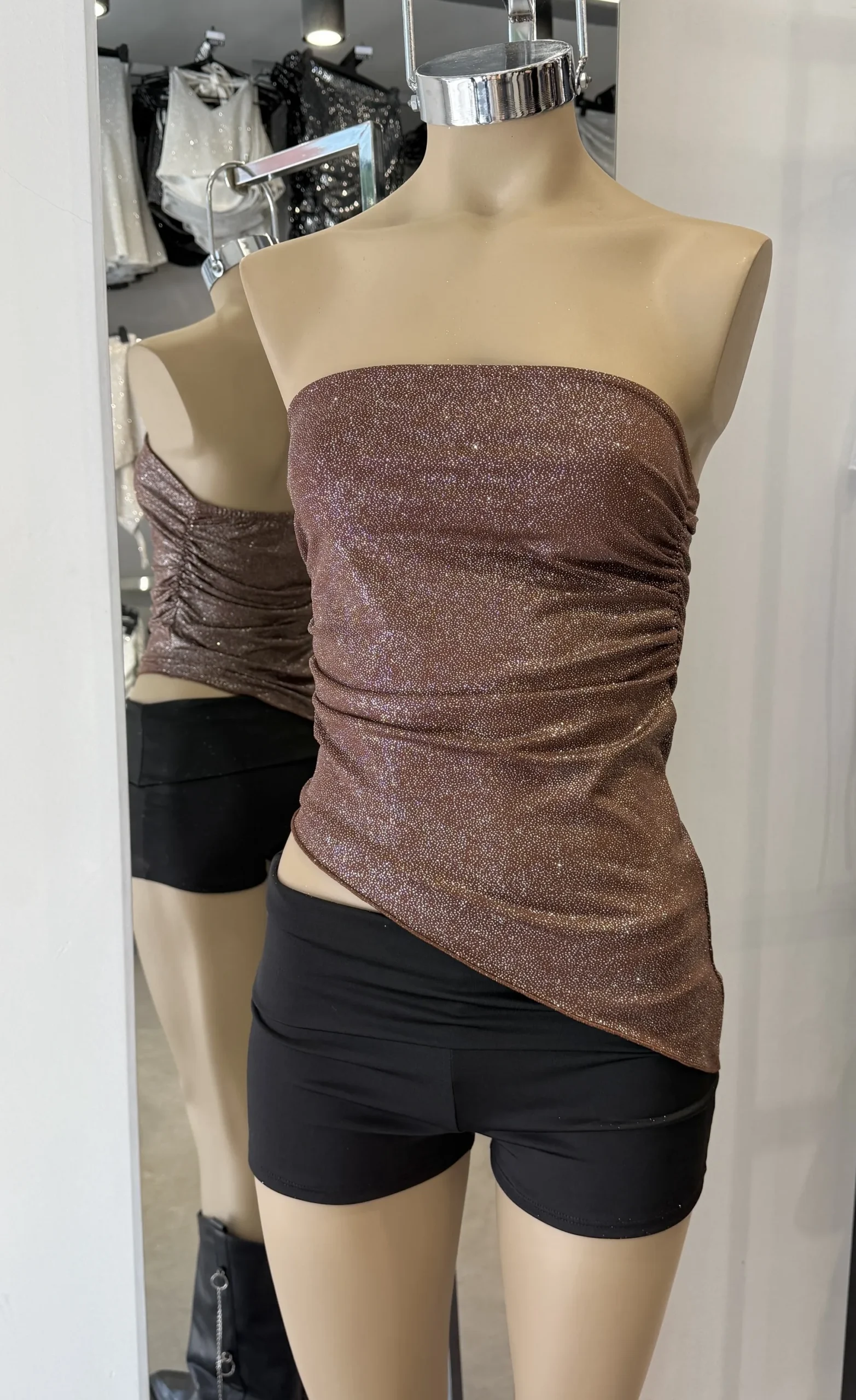 TOP MICROFIBRA GLITTER STRAPLESS PICO