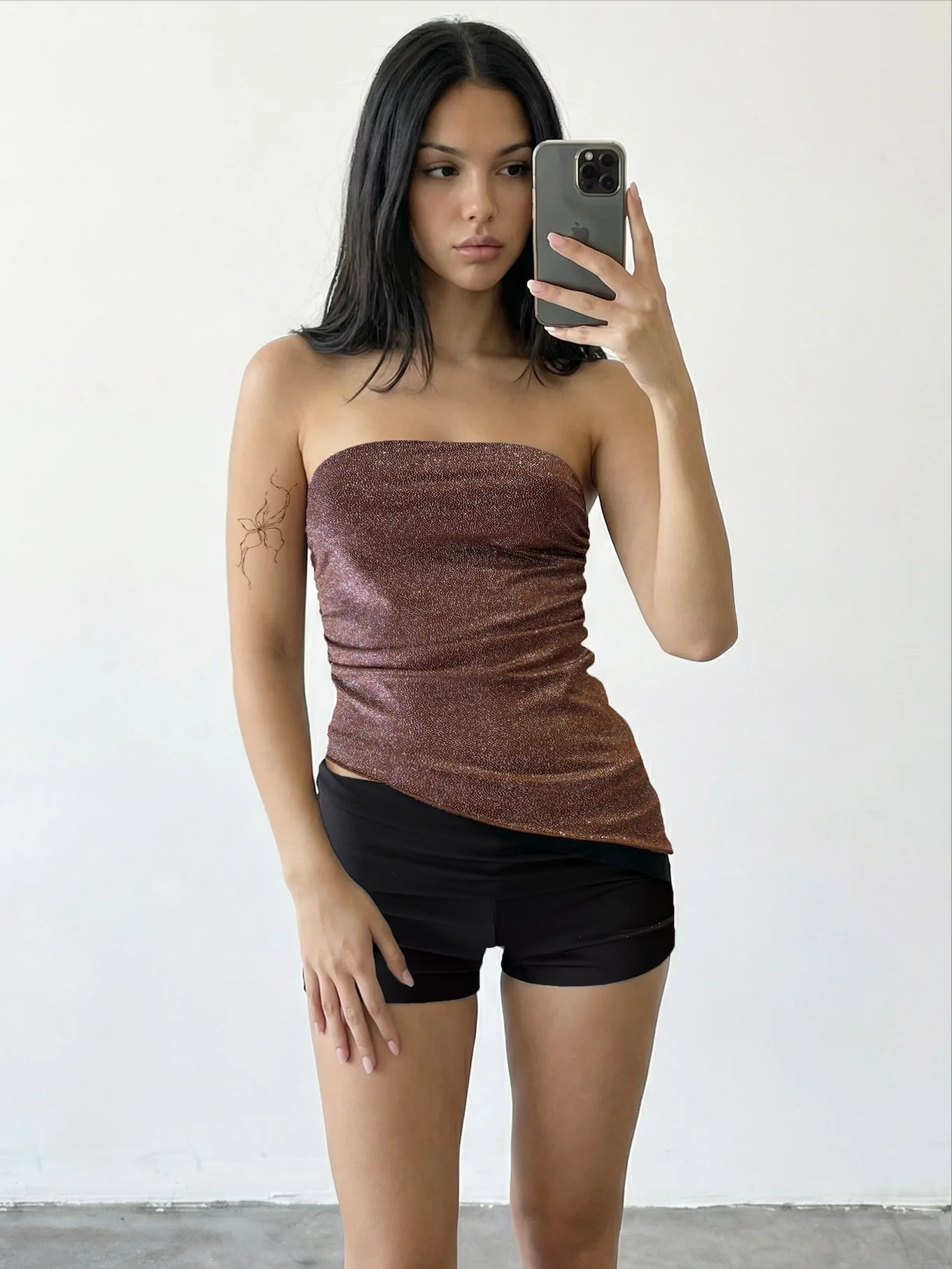 TOP MICROFIBRA GLITTER STRAPLESS PICO