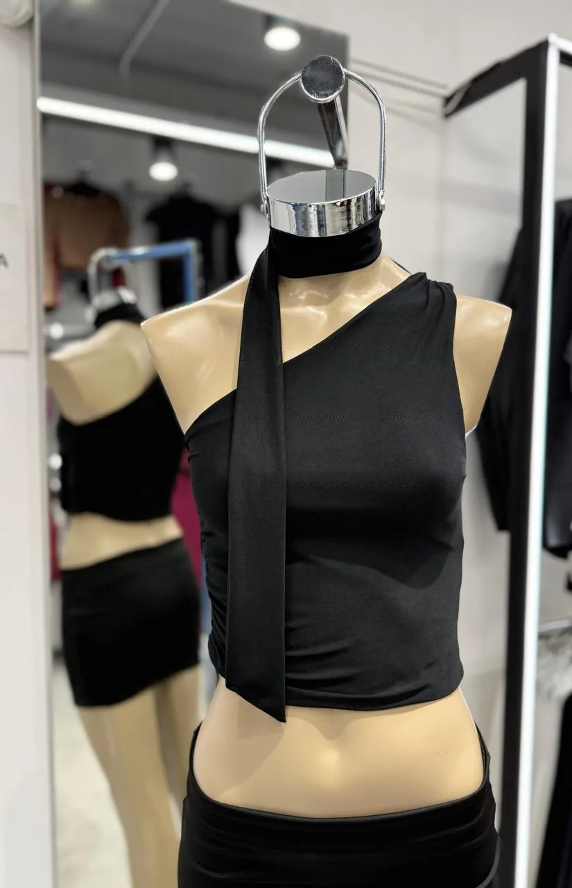 TOP TUL IRREGULAR LAZO CUELLO