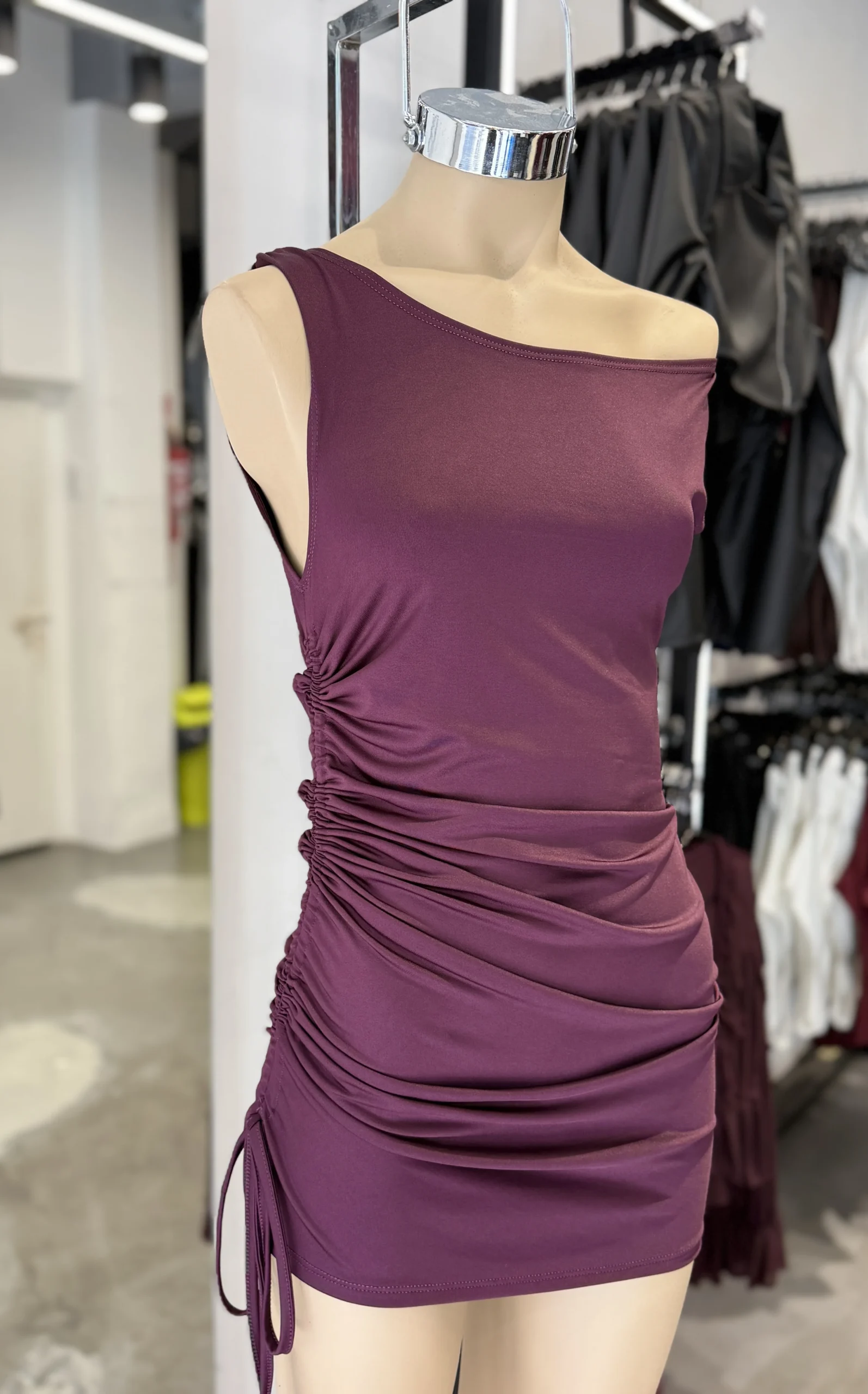 Alternative view of VESTIDO MICROFIBRA HOMBRO CAIDO Y FRUNCE TIRAS