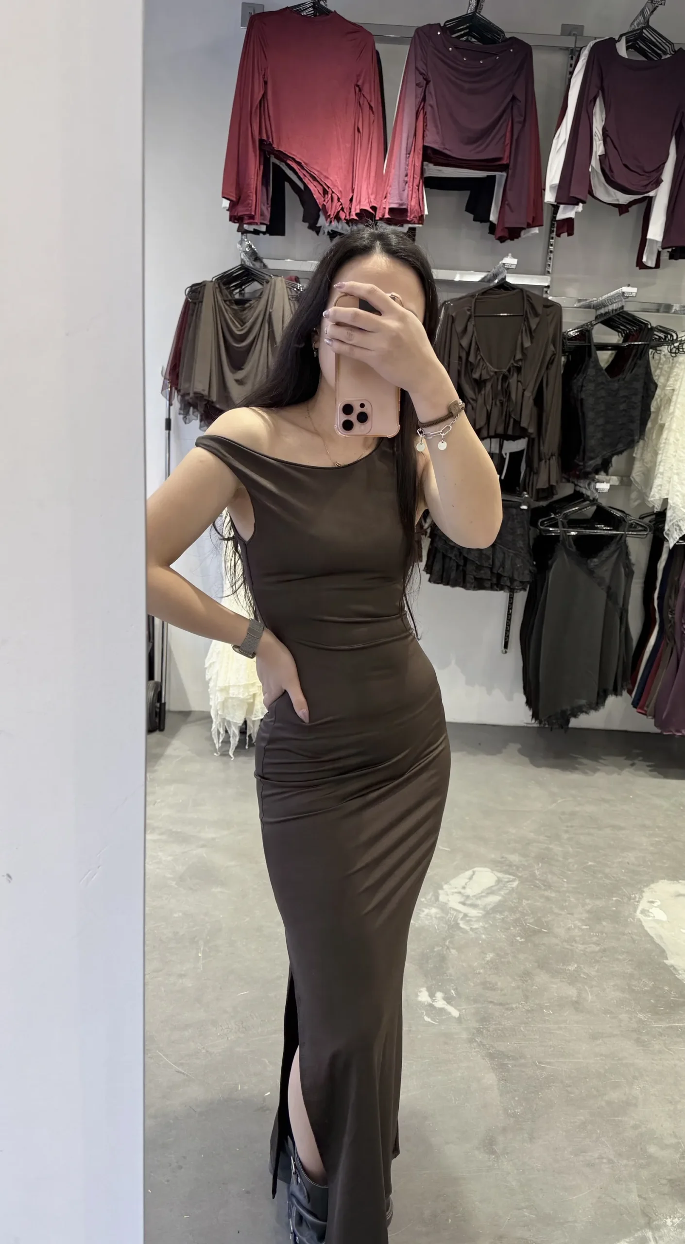 VESTIDO MICROFIBRA HOMBRO CAIDO