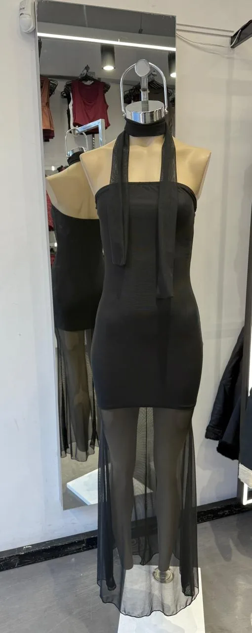 Alternative view of VESTIDO TUL LARGO BUFANDA