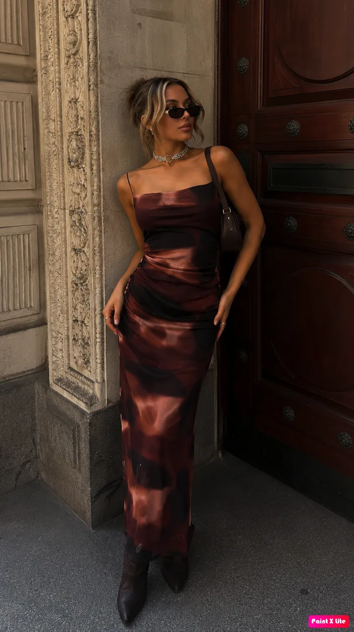 VESTIDO TUL ESTAMPADO LARGO