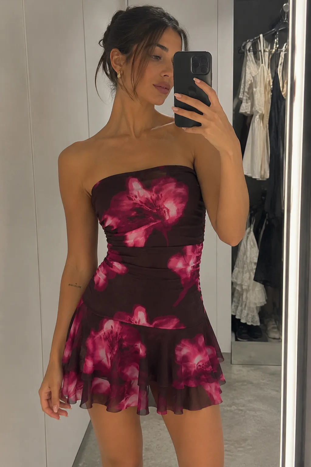 VESTIDO TUL FLOREADO VOLADOS