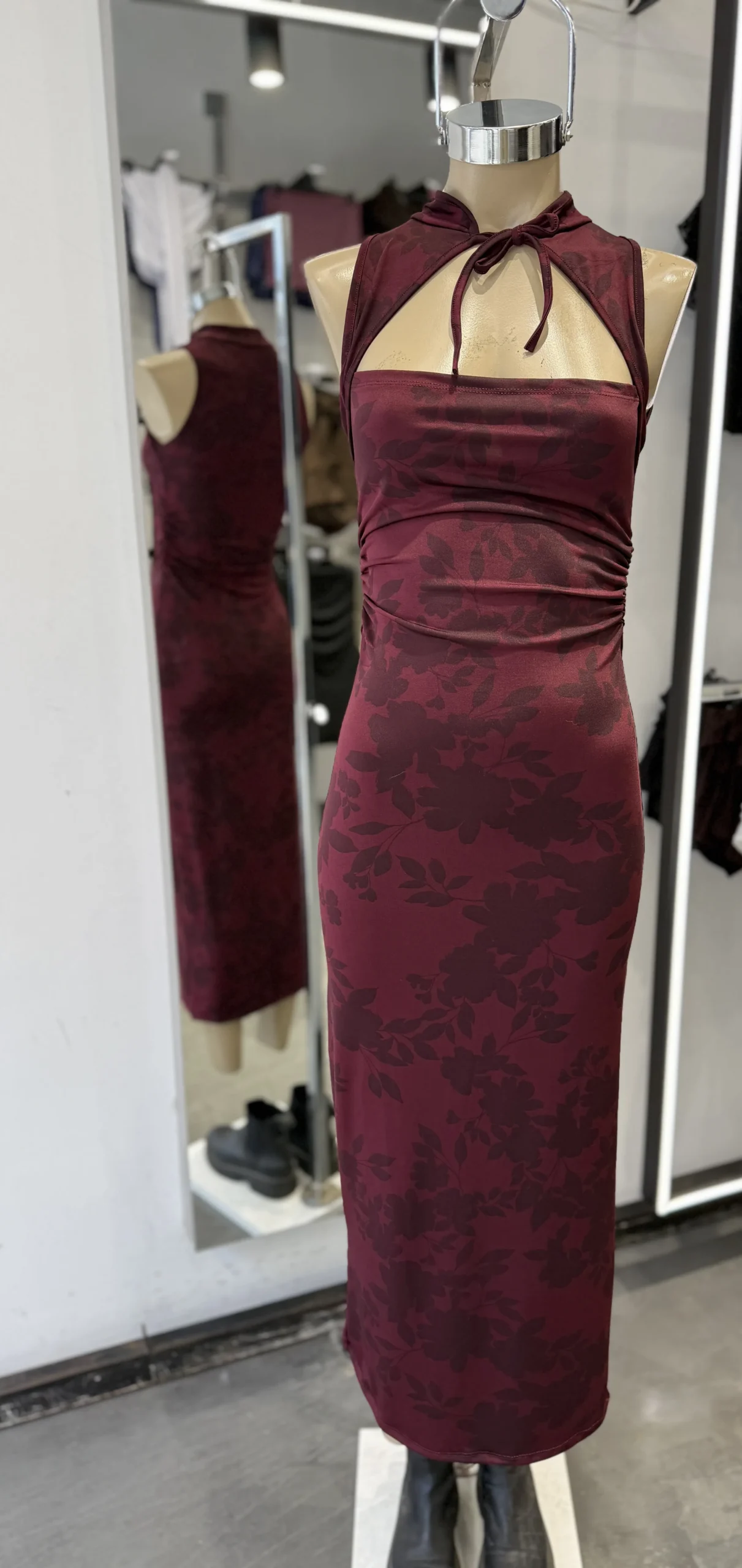 VESTIDO MICROFIBRA ASIATICO LARGO CUELLO - Imagen 4