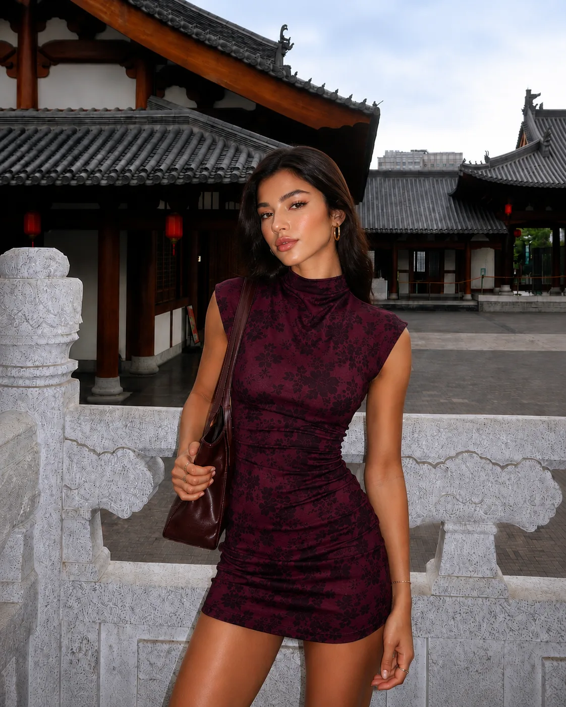 VESTIDO MICROFIBRA ASIATICO CUELLITO
