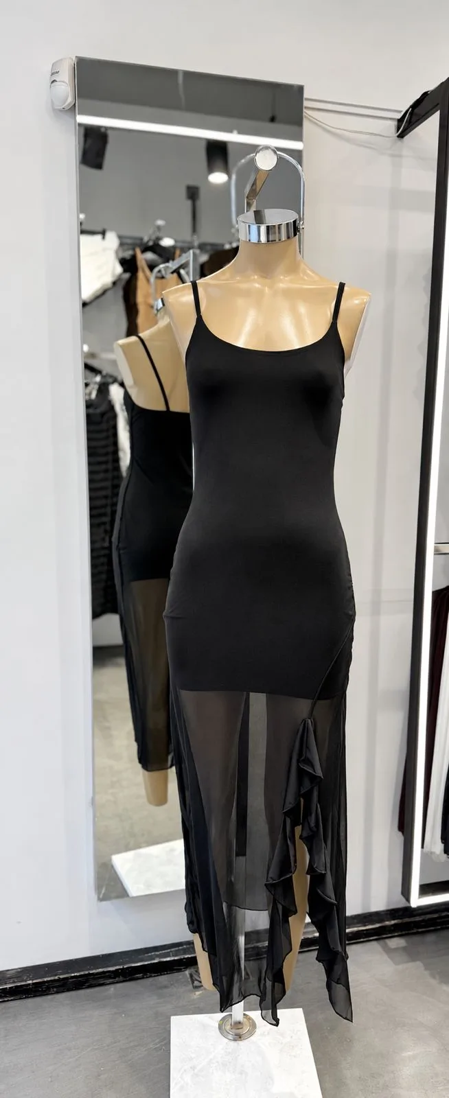 VESTIDO TUL LARGO VOLADOS TAJO - Imagen 2