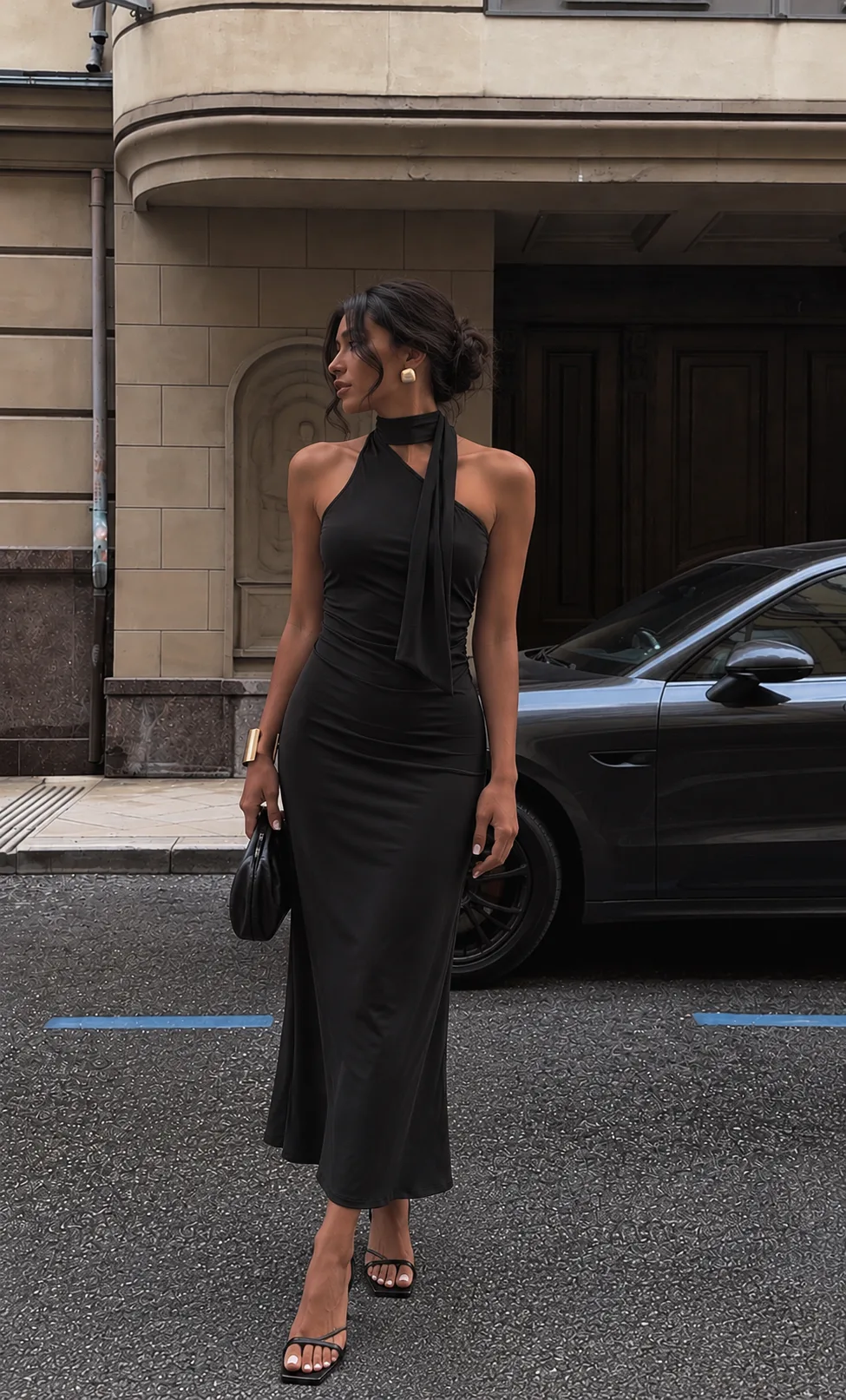 VESTIDO MICROFIBRA LARGO IRREGULAR LAZO